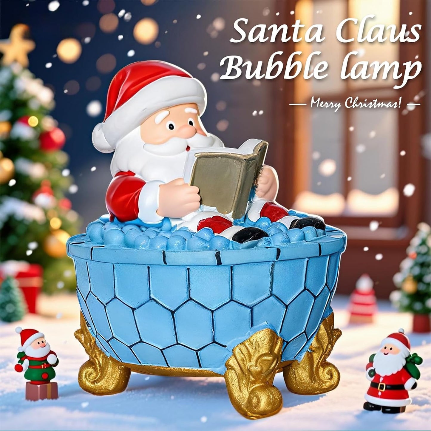 Christmas Santa Claus Bubble Bath Lamp, Creative Halloween Light, Santa Claus Bubble Bath Light, LED Night Light for Bathroom Decor, Christmas-Themed Bathtub Lamp for Halloween Party