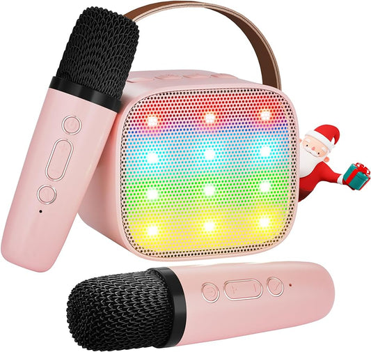 Kids Karaoke Machine, Kids Toys for Girls and Boys Gifts, Portable Bluetooth Speaker with 2 Wireless Microphone