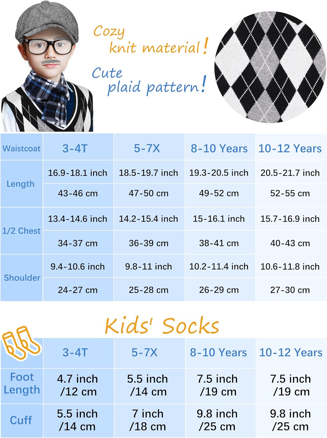 15 Pcs Kids 100 Days of School Costume for Boys Pretend to be Grandpa Costume Old Man Accessories Cykapu