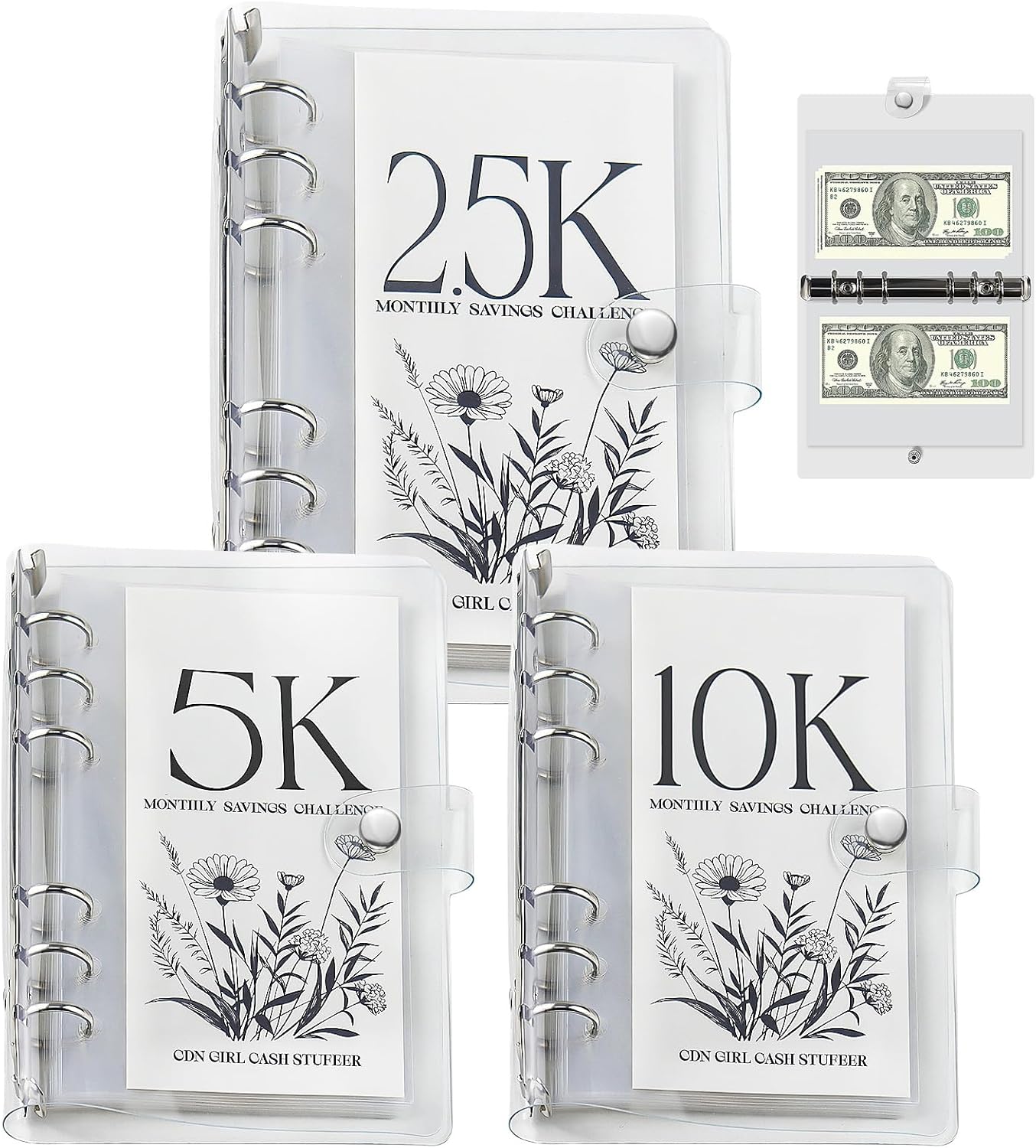 12-Month Money Savings Challenges Book with Envelopes, 3 Pcs Money Saving Binder, Money Binder