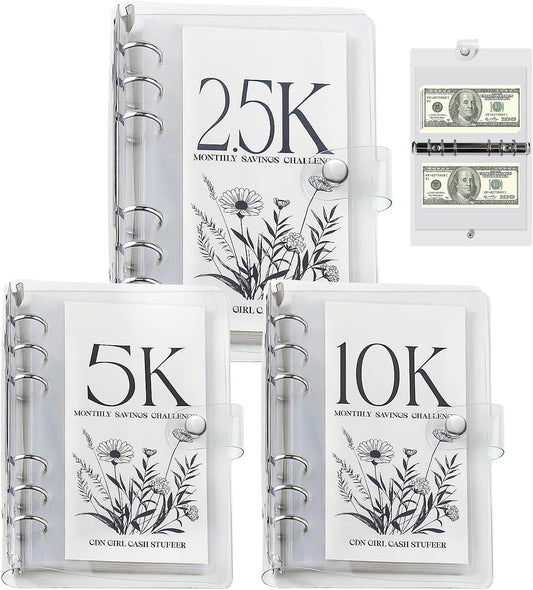 12-Month Money Savings Challenges Book with Envelopes, 3 Pcs Money Saving Binder, Money Binder