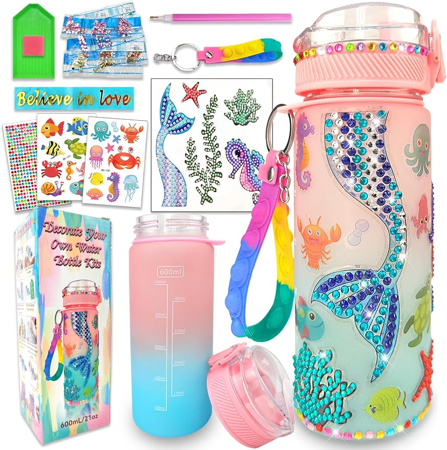 Decorate Your Own Water Bottle Kits,Mermaid Gem Diamond Painting Crafts