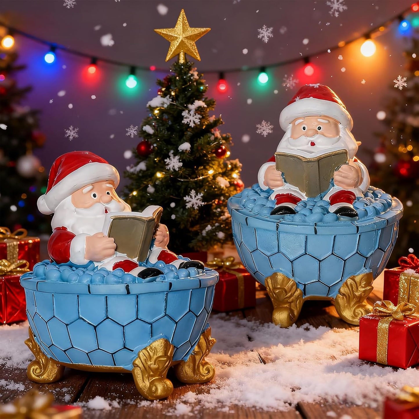 Christmas Santa Claus Bubble Bath Lamp, Creative Halloween Light, Santa Claus Bubble Bath Light, LED Night Light for Bathroom Decor, Christmas-Themed Bathtub Lamp for Halloween Party