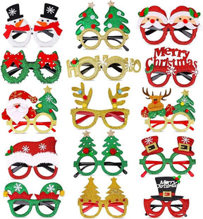 15 Pcs Christmas Glasses Frame, Holiday Party Eyeglasses Frames Christmas Decoration