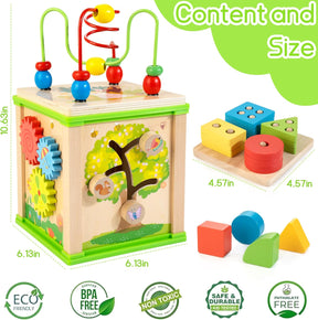 Wooden 7-in-1 Activity Cube| Montessori Toys Baby Educational Developmental Toys - Cykapu