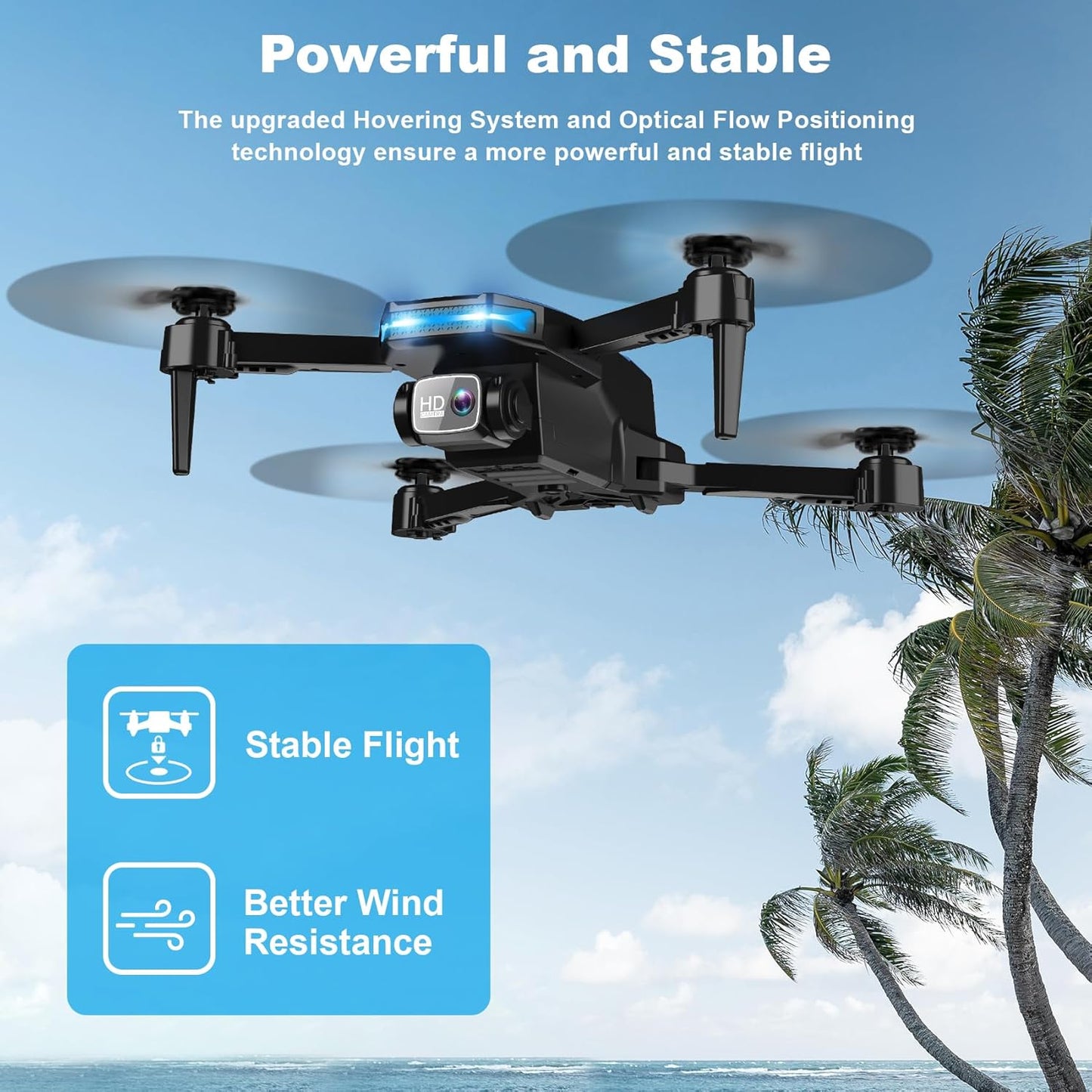 Drone with Camera - Drone with Screen on Controller for Beginners, Foldable Remote Control Quadcopter with Gesture Control, 3D Flip, One Key Start, Emergency Stop, 2 Batteries, Easier to use to use