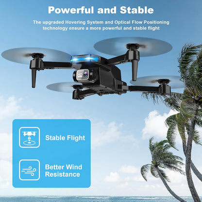 Drone with Camera - Drone with Screen on Controller for Beginners, Foldable Remote Control Quadcopter with Gesture Control, 3D Flip, One Key Start, Emergency Stop, 2 Batteries, Easier to use to use