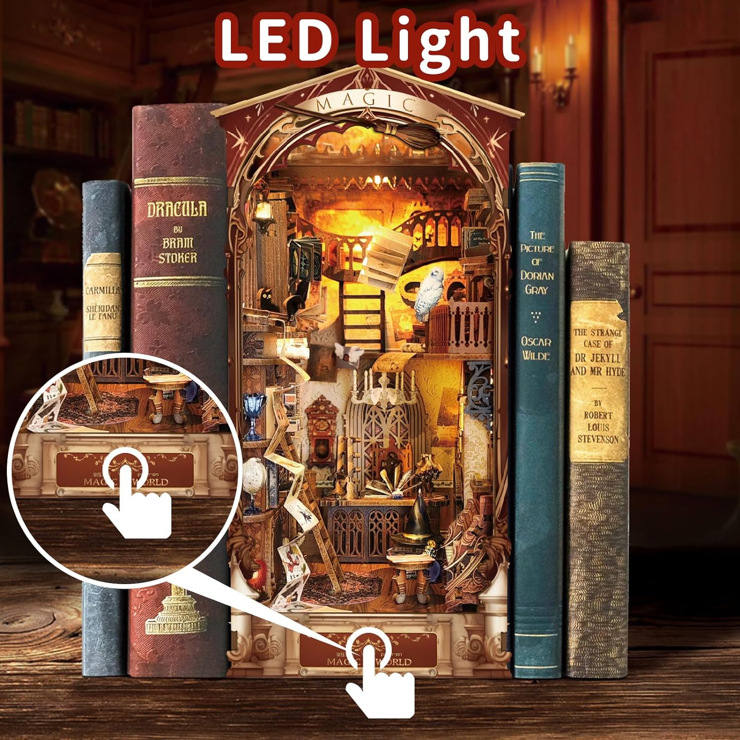 Cutefun DIY Book Nook Kits for Adults - 3D Puzzle with LED Lights