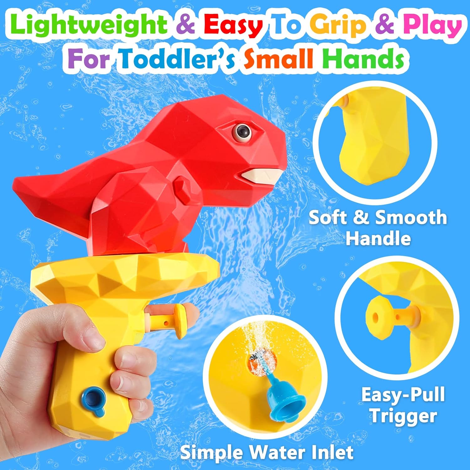 Water Guns for Kids 5PCS Pool Toys Toddler Outdoor Water Toys Dinosaur Squirt Guns Summer Backyard