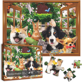 Christmas Dog Puzzles for Adults 1000 Pieces, Animal Puzzle with Christmas Scene - Cykapu