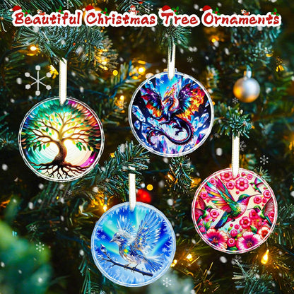 Hummingbird Ornaments for Christmas Tree, Stained Hummingbird Home Decor Glass Hanging, Christmas Tree Indoor Outdoors Home Decorations to Hummingbirds Lover, Book Lovers