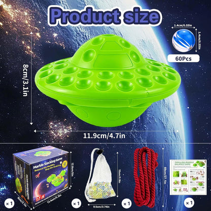 Marble Balance Board Game with 60 Glass Marbles & Storage Base - Fun Family Board Game for Kids & Adults, Party Game for 1-4 Players | Educational STEM Toy & Birthday for Kids Ages 8-12