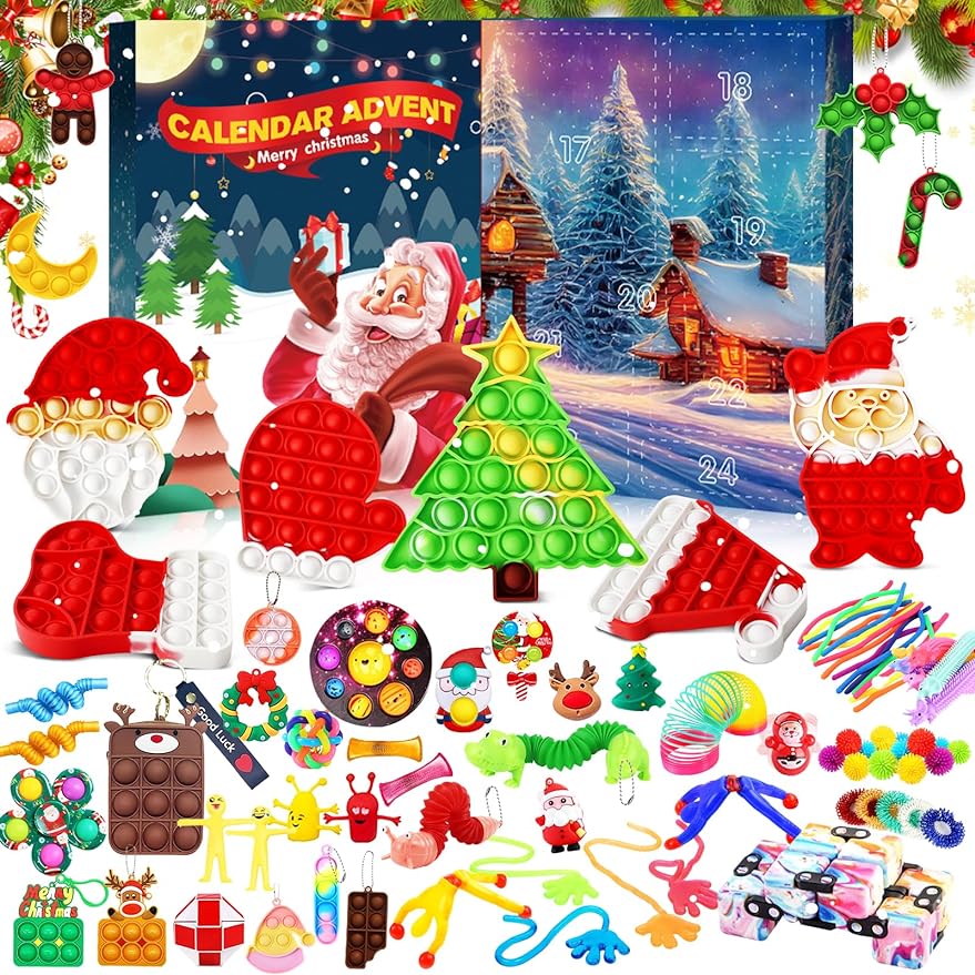 Fidget Advent Calendars for Kids, Christmas Advent Calendars 2023 Countdown 24 Days, Bubble Toy Surprise Box - Cykapu