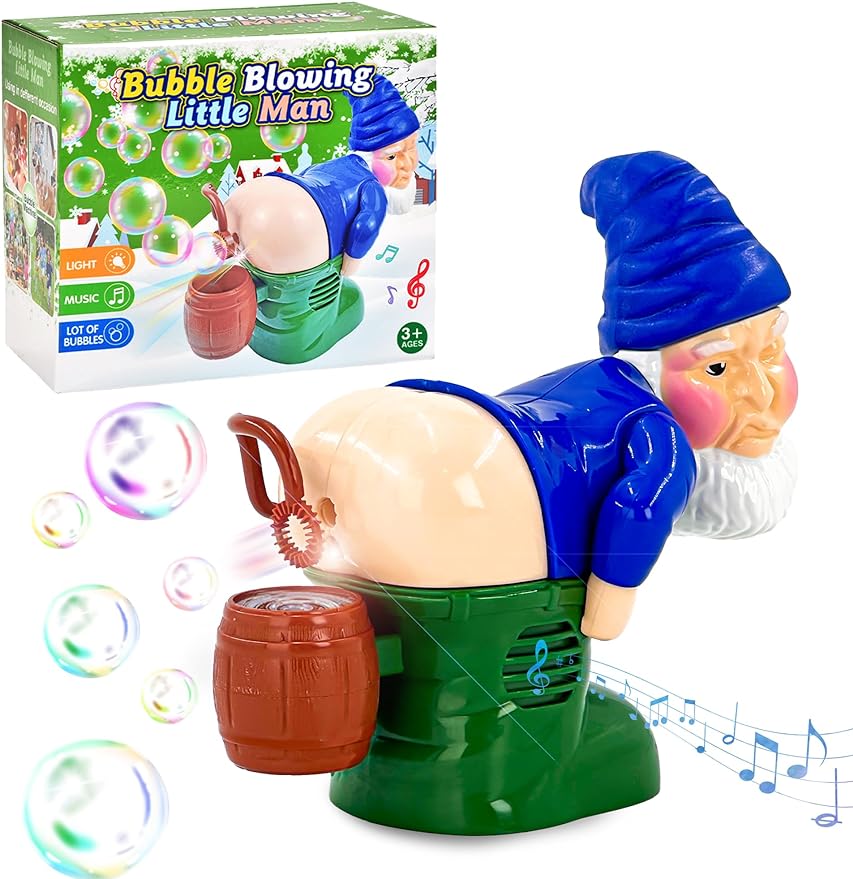 Christmas Gnomes Bubble Machine, Fart Bubble Blower Funny Toy Party Music Led Light Colorful Bubbles,Christmas Stocking Stuffers Gift for Kids (Gnome) - Cykapu