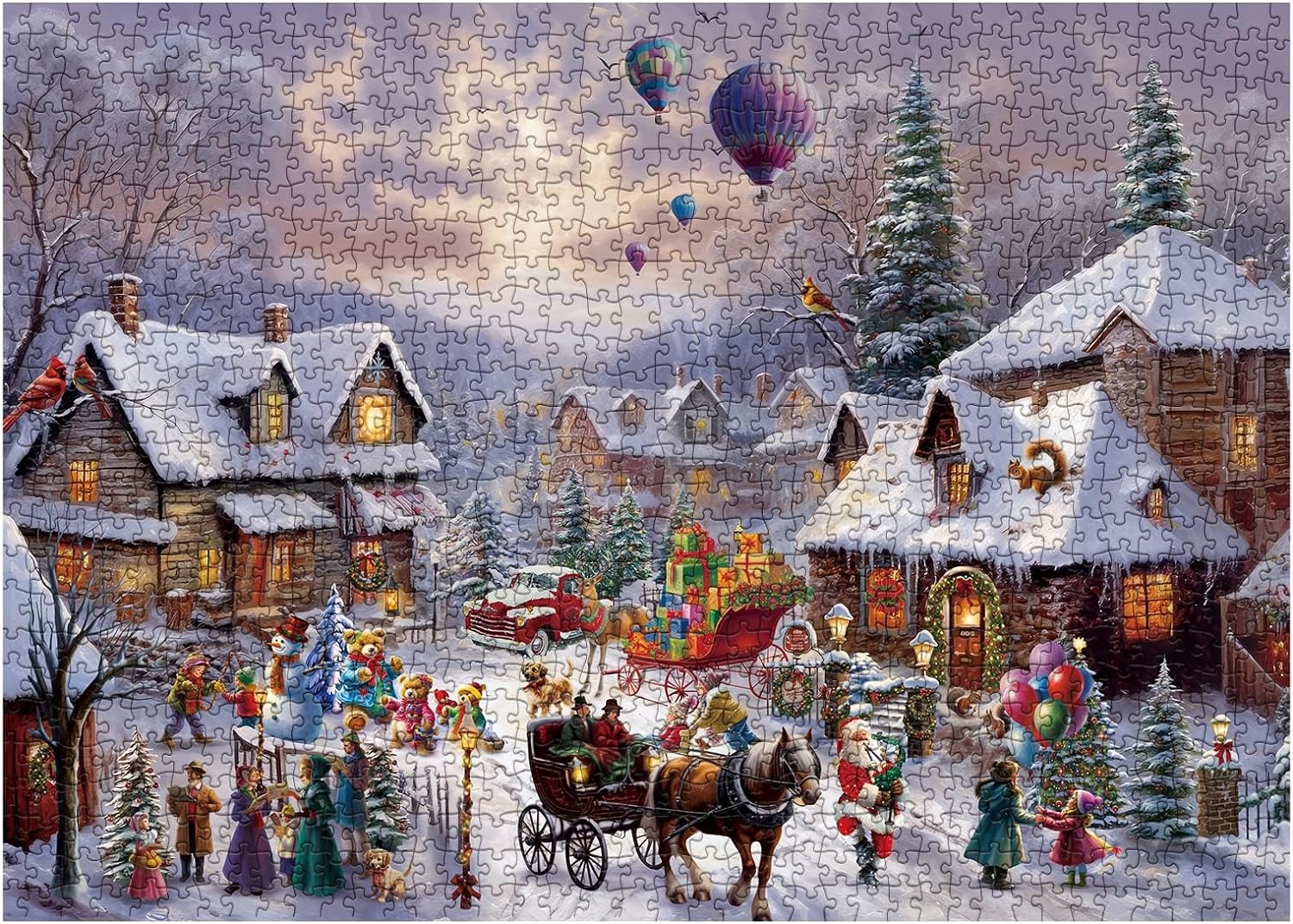 Christmas Puzzle 1000 Piece for Adult, Jigsaw Puzzle, Winter Christmas Town Santa Puzzle - Cykapu