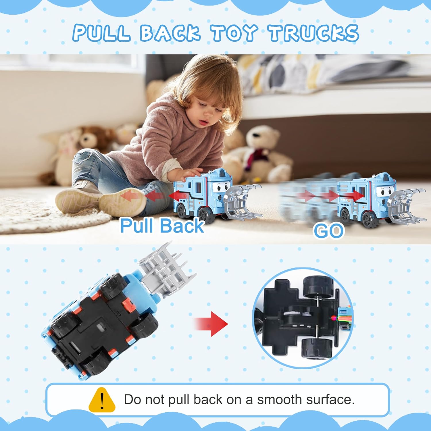 Toy Cars for Kids Ages 3-5 Funny 4 Pcs Transformable Pull Back Trucks for Toddlers Transform 8 Styles Ideal - Cykapu