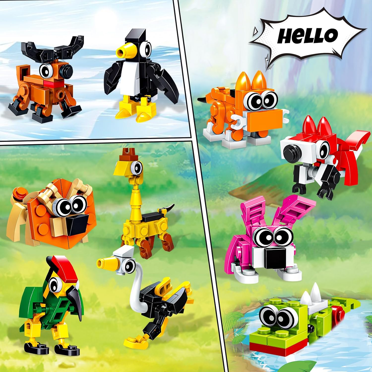Party Favors for Kids 10 Pack 30 Kinds of Animal Figures 720 PCS Building Blocks Toys - Cykapu