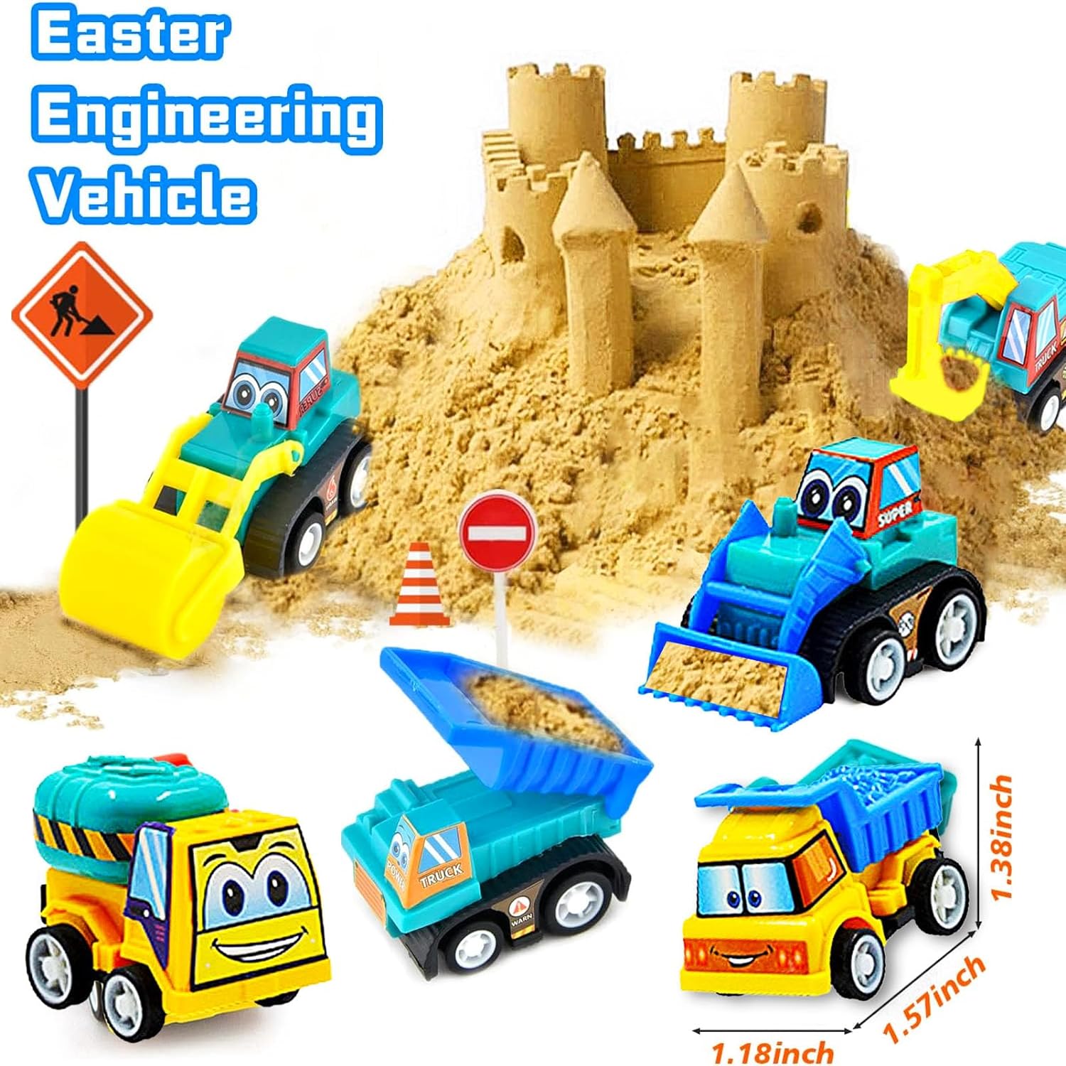 Easter Eggs with Toys Inside, 24Pcs Colorful Plastic Easter Eggs Filled with Toy Vehicles for Kids Cykapu