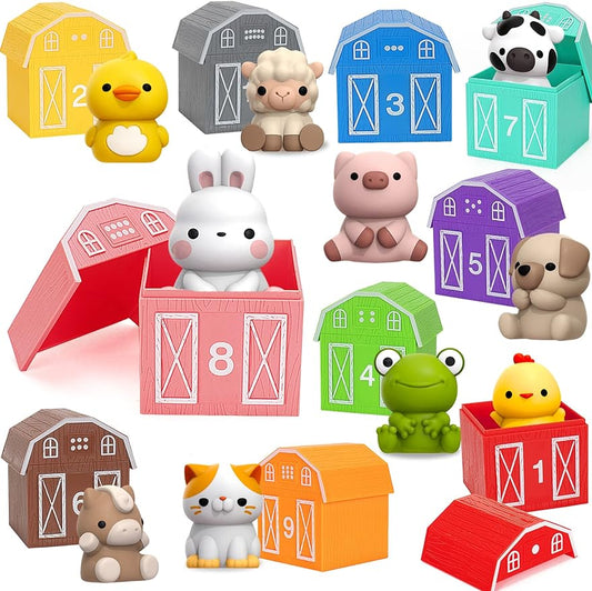 Learning Toys for 1,2,3 Year Old Toddlers, 20Pcs Farm Animals Toys Montessori Counting - Cykapu