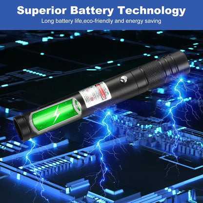 Green Laser Pointer High Power Pen - Long Range Rechargeable Laser Beam, USB Charging for Hiking
