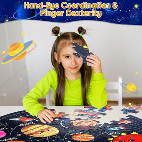 Space Large 70 Piece Round Floor Puzzles for Kids Ages 4-8 - Cykapu