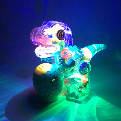 Transparent Shell Gear Connection Dinosaur Toy, Electric Toy, Light Music Universal Walking Luminous Colorful - Cykapu