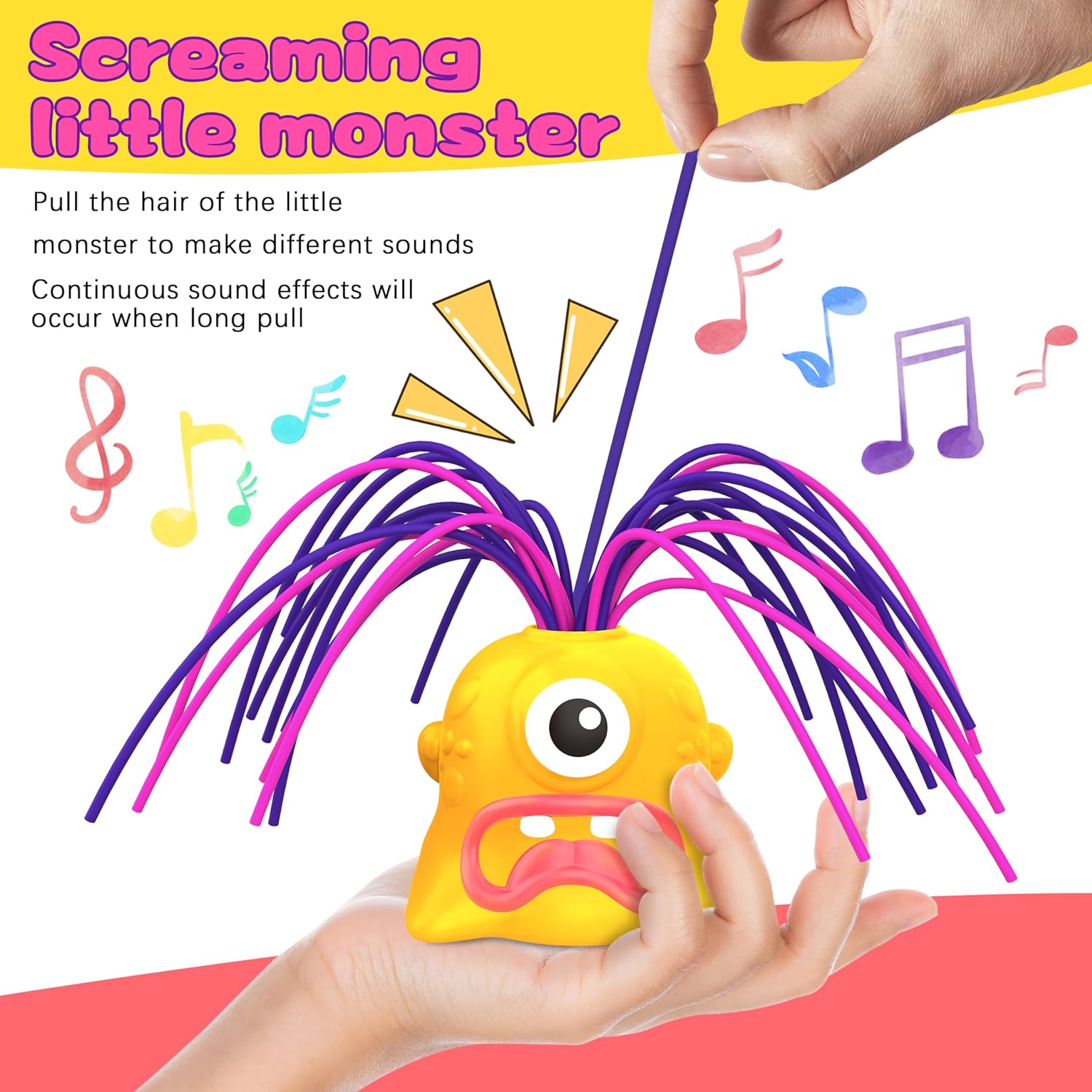 2PCS Fun Hair Pulling Fidget Screaming Monster Toys, Anti Anxiety Toys and Venting Novelty Toys Cykapu