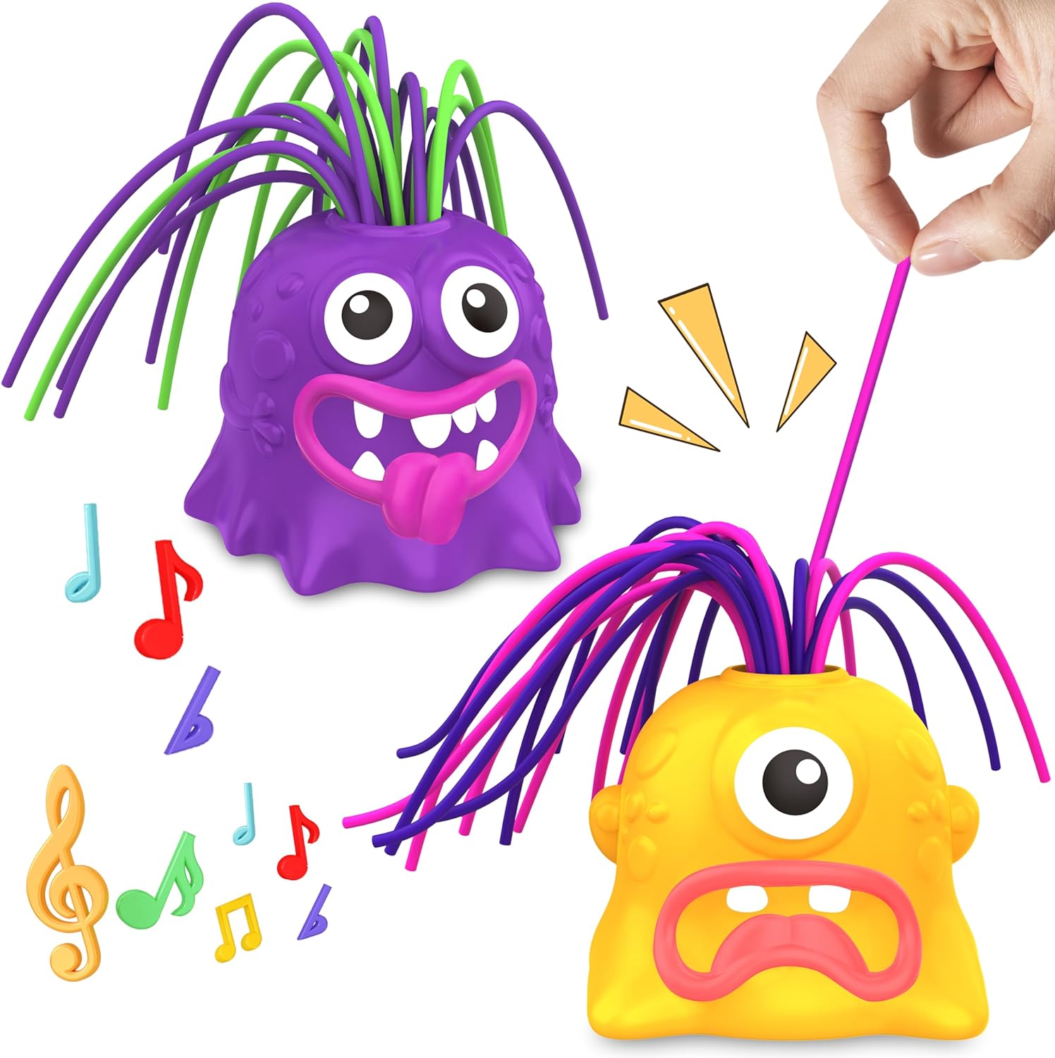 2PCS Fun Hair Pulling Fidget Screaming Monster Toys, Anti Anxiety Toys and Venting Novelty Toys Cykapu