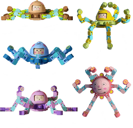 5 Pcs Transformable Fidget Spinner Toys for Kids, Finger Sensory Fidget Toys Adults Glow in The Dark