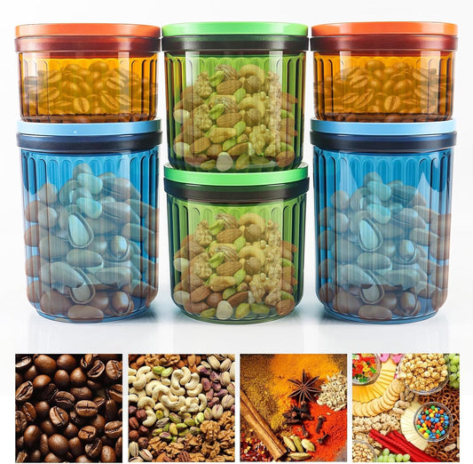 Airtight Food Storage Containers with Lids, 6 PCS BPA Free Plastic Airtight Coffee Canisters