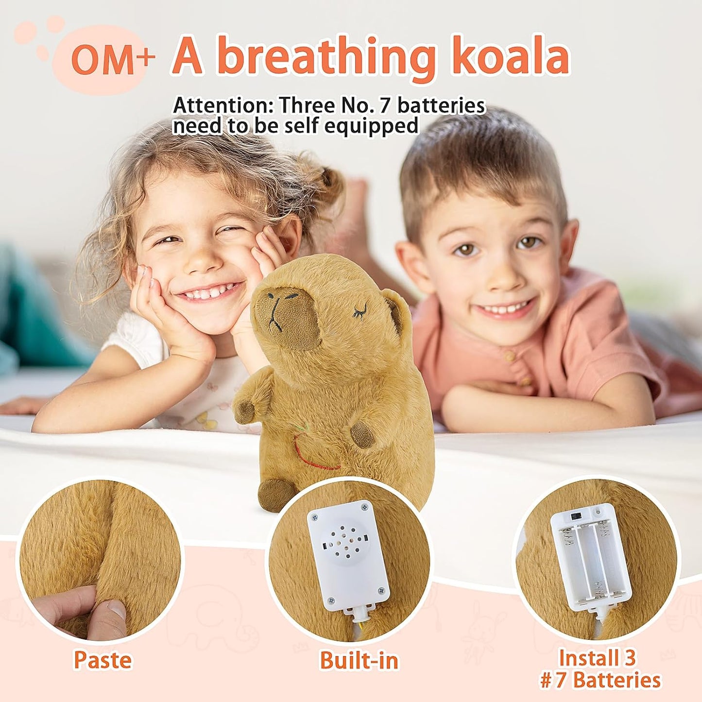 Breathing Stuffed Animal, Kapibala Breathing Plush, Four Gear Adjustment, Volume Control