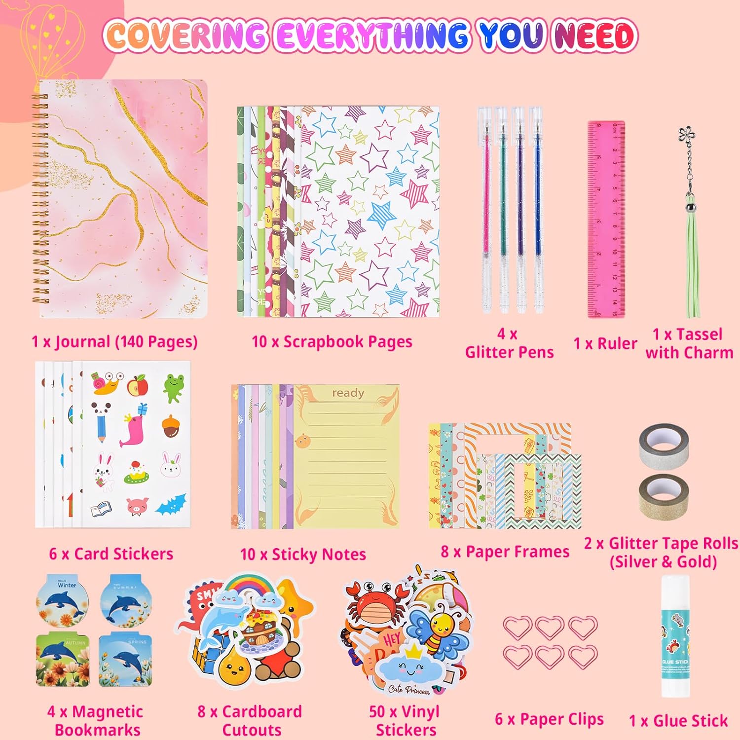 Journal Set for Tween Teen Girls, Art Supplies Stationary Scrapbook Diary Set