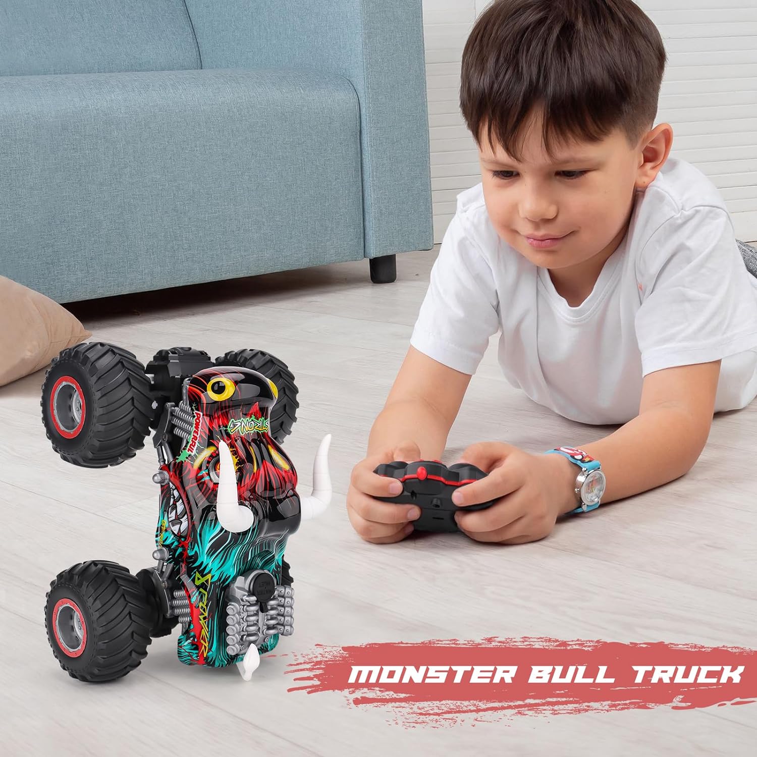 Remote Control Monster Truck for Boys 8-12 - RC Bull Car Toys - Cykapu