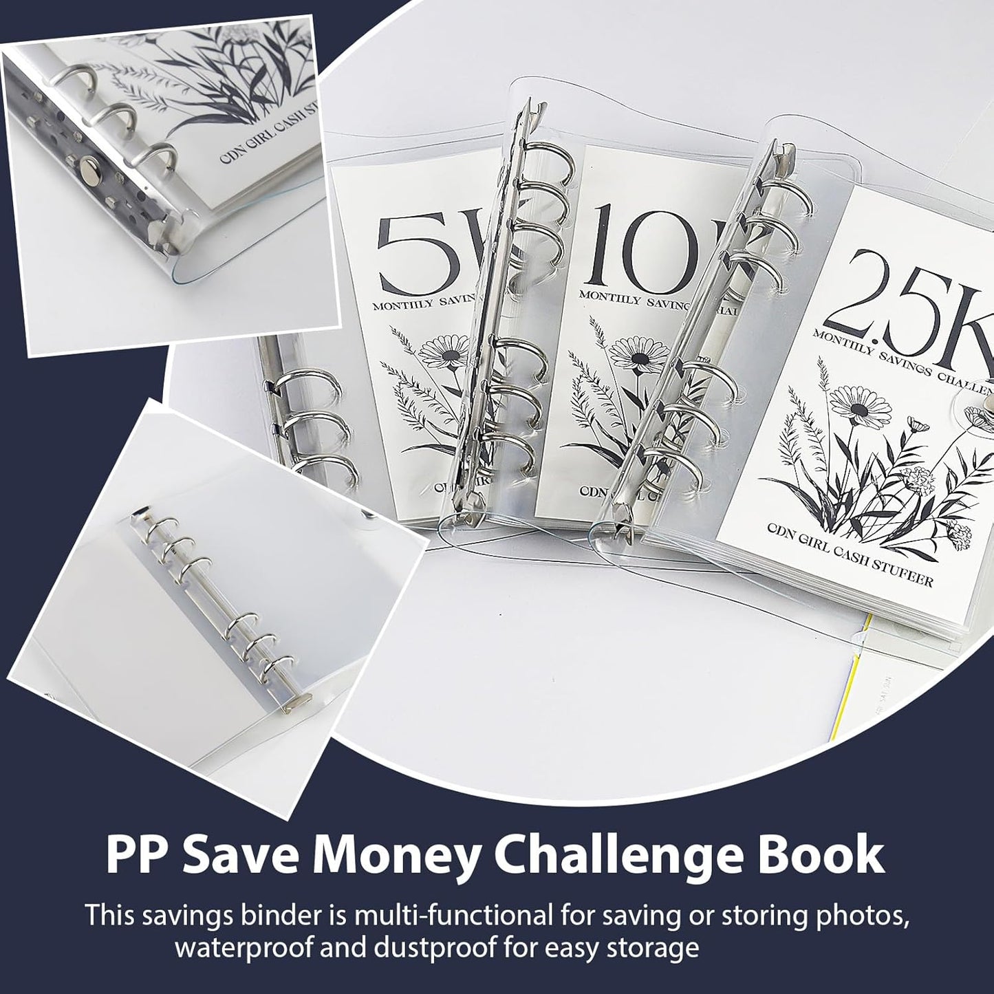 12-Month Money Savings Challenges Book with Envelopes, 3 Pcs Money Saving Binder, Money Binder