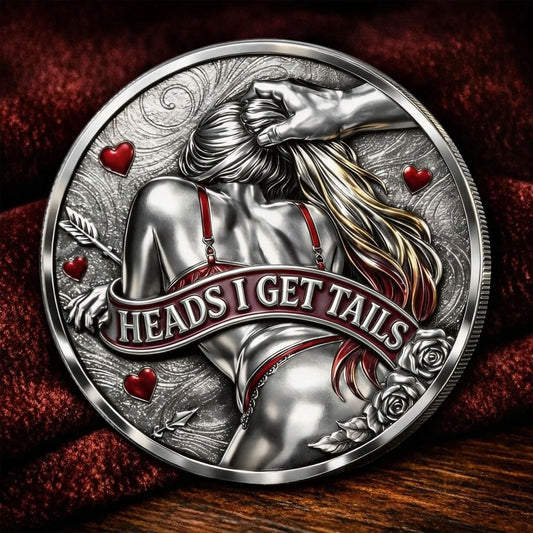 Heads I Get Tail/Tails I Get Head Commemorative Coin, Funny Novelty Challenge Coin for Couples, Valentine's Day Couples Decision Coins, Humor Prank