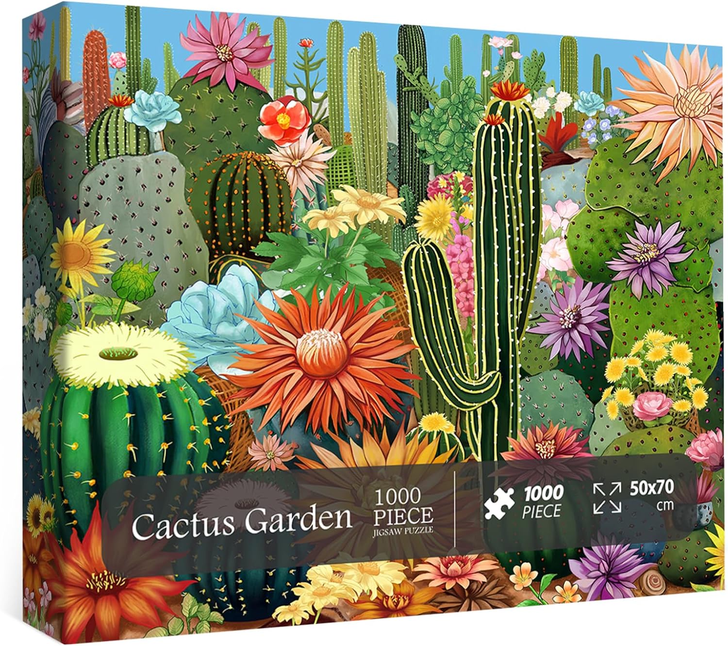Puzzles for Adults 1000 Pieces, Cactus Plant Flower Garden Jigsaw Puzzles - Cykapu