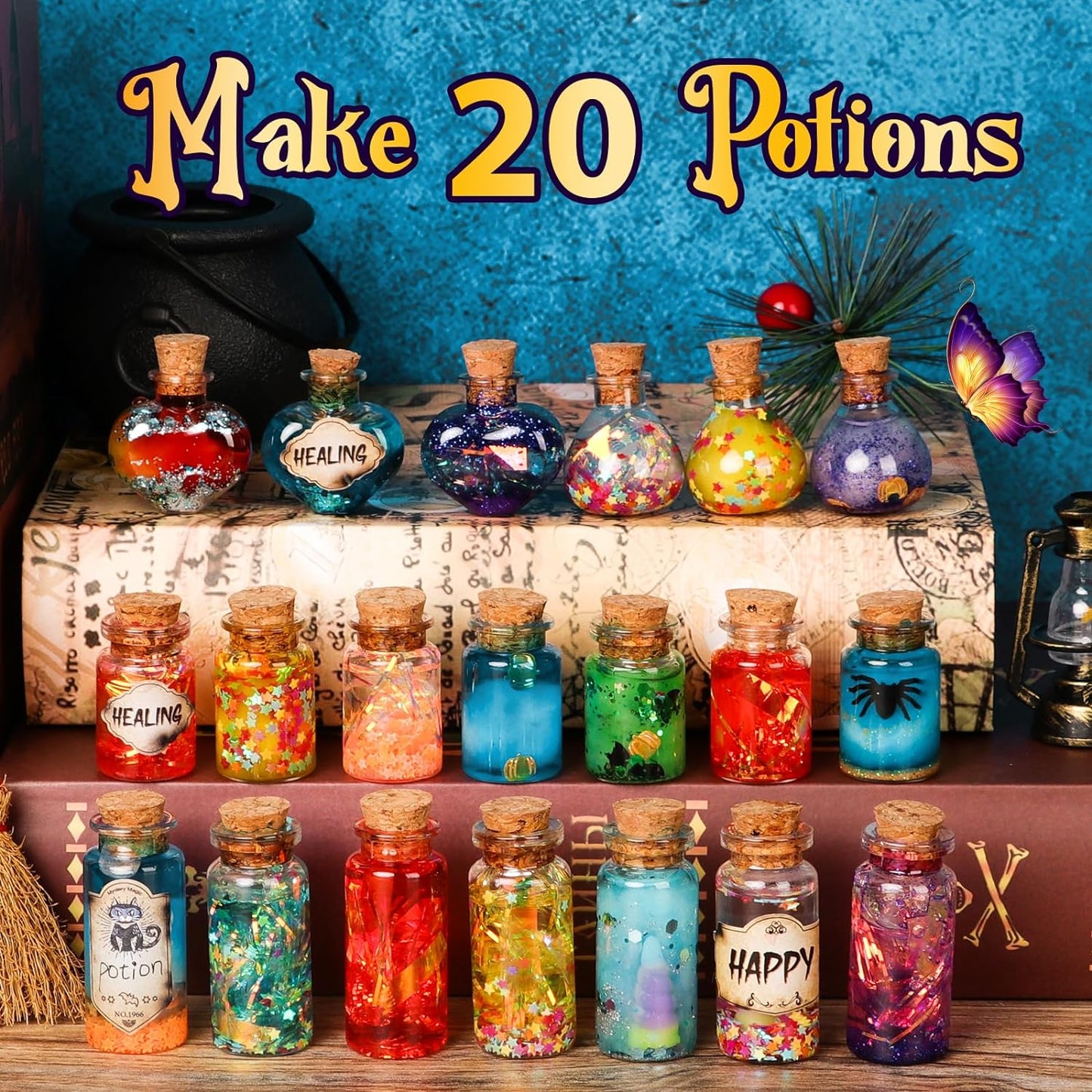 Mystery Potion Craft Kit for Kids, Mix 20 Magic Wizard Potion, Creative Christmas Decorations - Cykapu