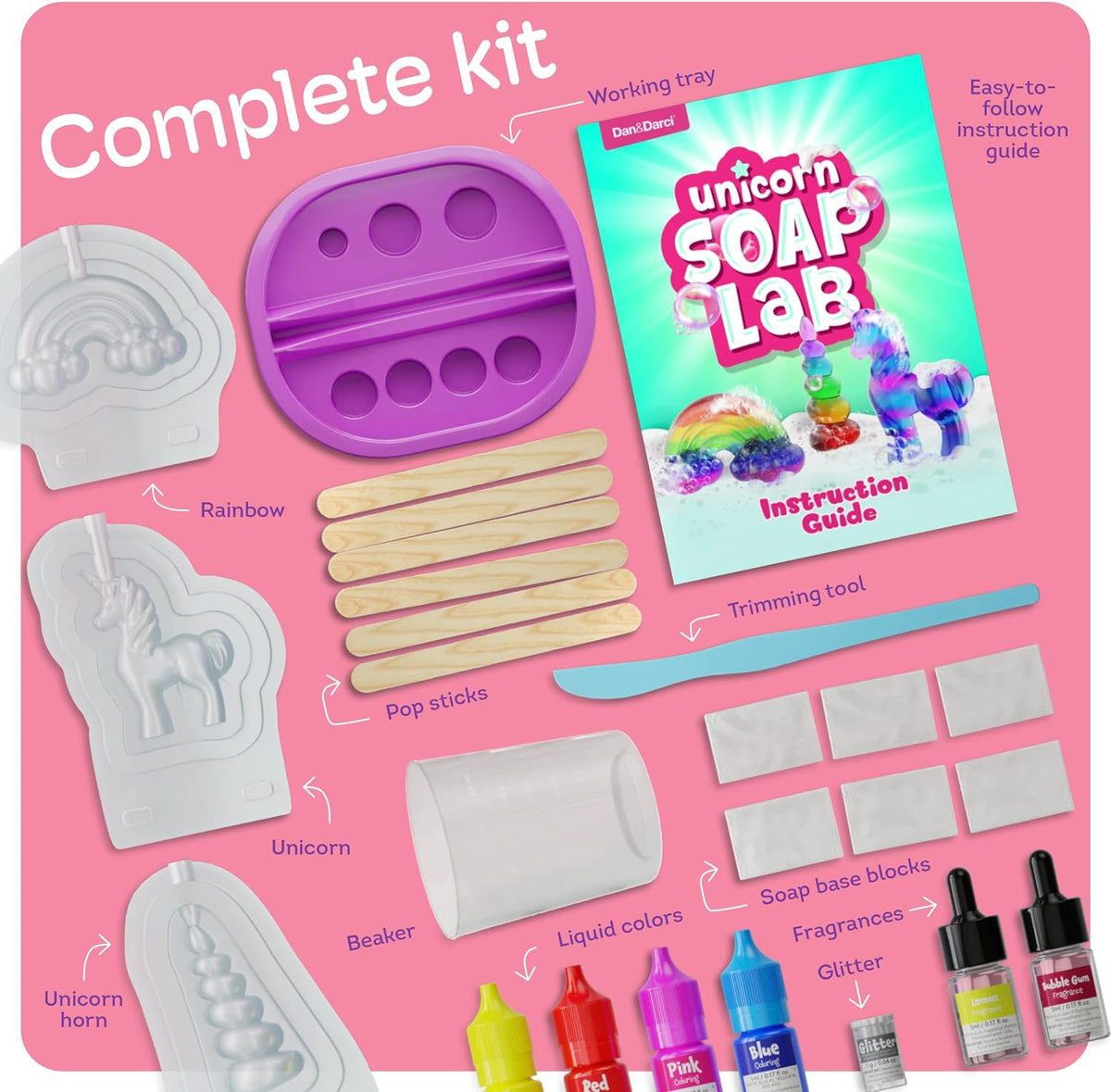 Unicorn Soap Making Kit - Girls Crafts DIY Project Age 6+ Year Old Kids - Unicorn Girl Gifts