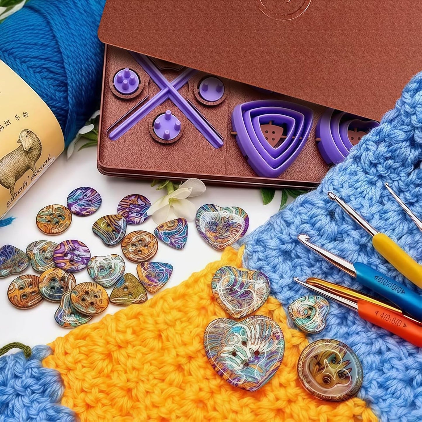 DIY Buttons Toolkit Set - 12 Multi-Sized Cutters and 4 Fun Shapes Create Perfectly Centered Buttons with Ease