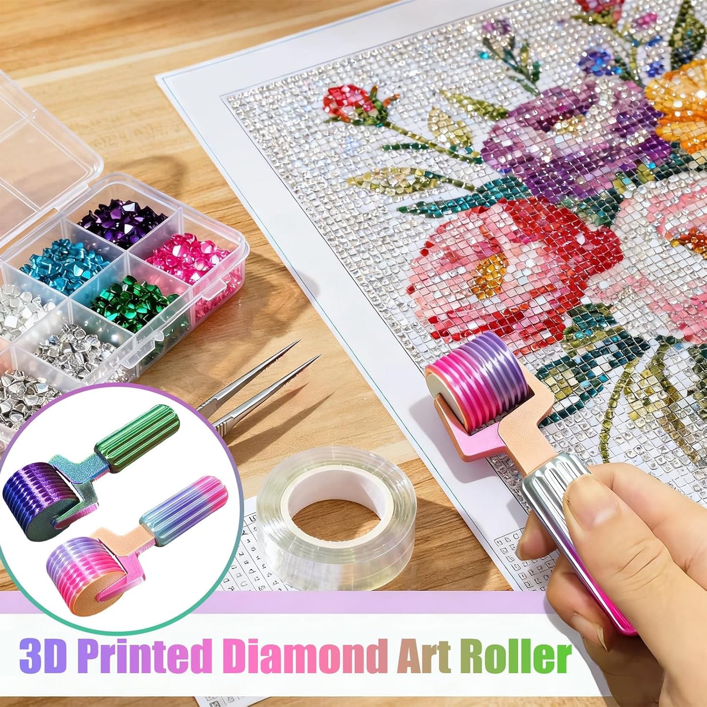 3D Printed Diamond Art Roller, 2Pcs DIY Craft Tool for Smooth Pressing, Diamond Painting Tools and Accessories