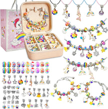Charm Bracelet Making Kit DIY Bead Jewelry Making Kit with Box, Unicorn Mermaid Arts and Crafts