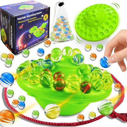 Marble Balance Board Game with 60 Glass Marbles & Storage Base - Fun Family Board Game for Kids & Adults, Party Game for 1-4 Players | Educational STEM Toy & Birthday for Kids Ages 8-12