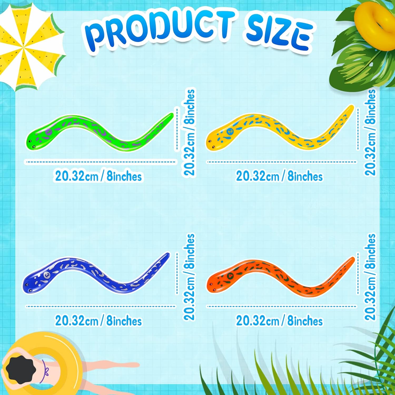 4 Pieces Dive Eels Catch a Snake Dive Toys Water Snake Toy Swimming Pool Games Cykapu