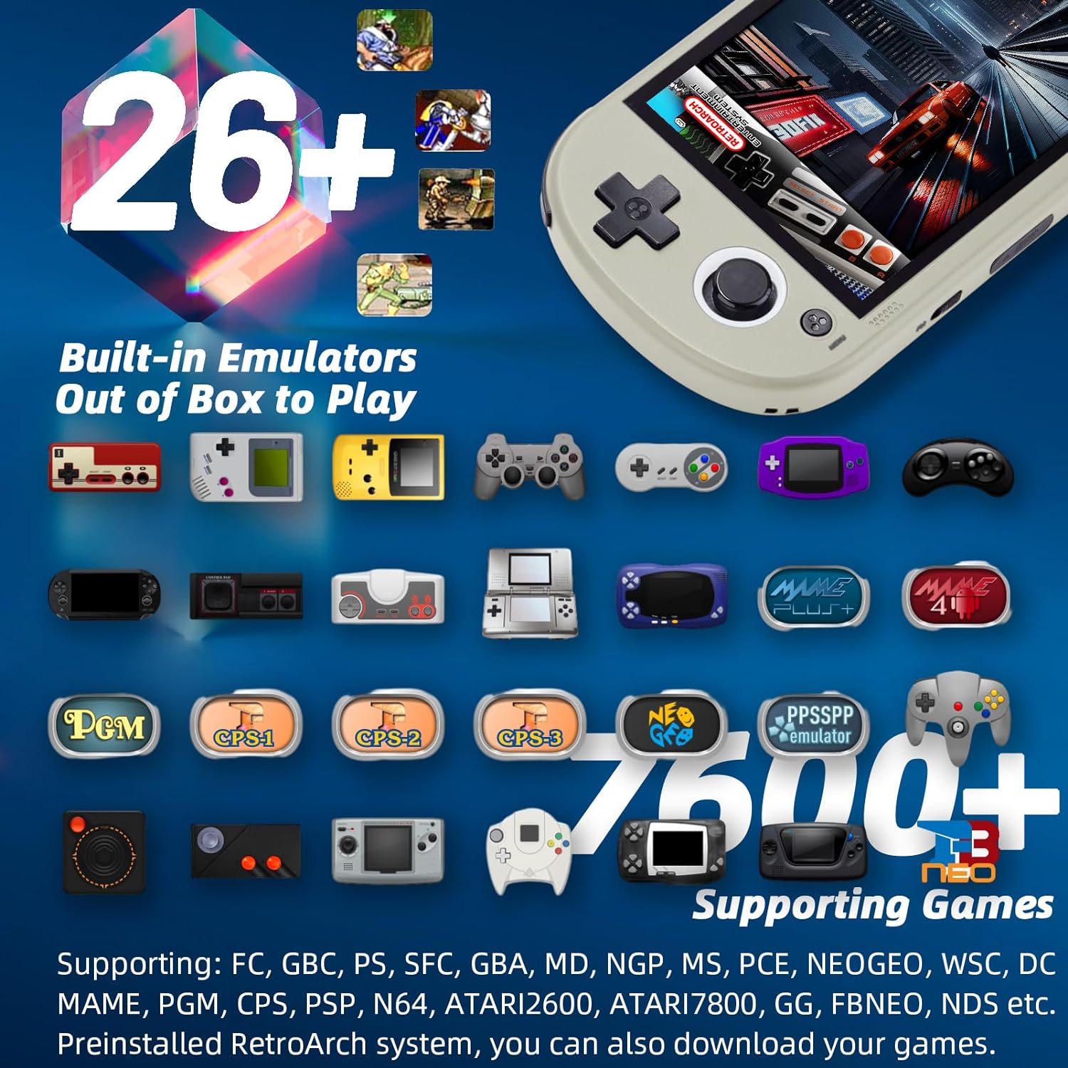 Smart Pro 5 inch Handheld Game Console Preinstalled Emulator System Retro Gray 64GB