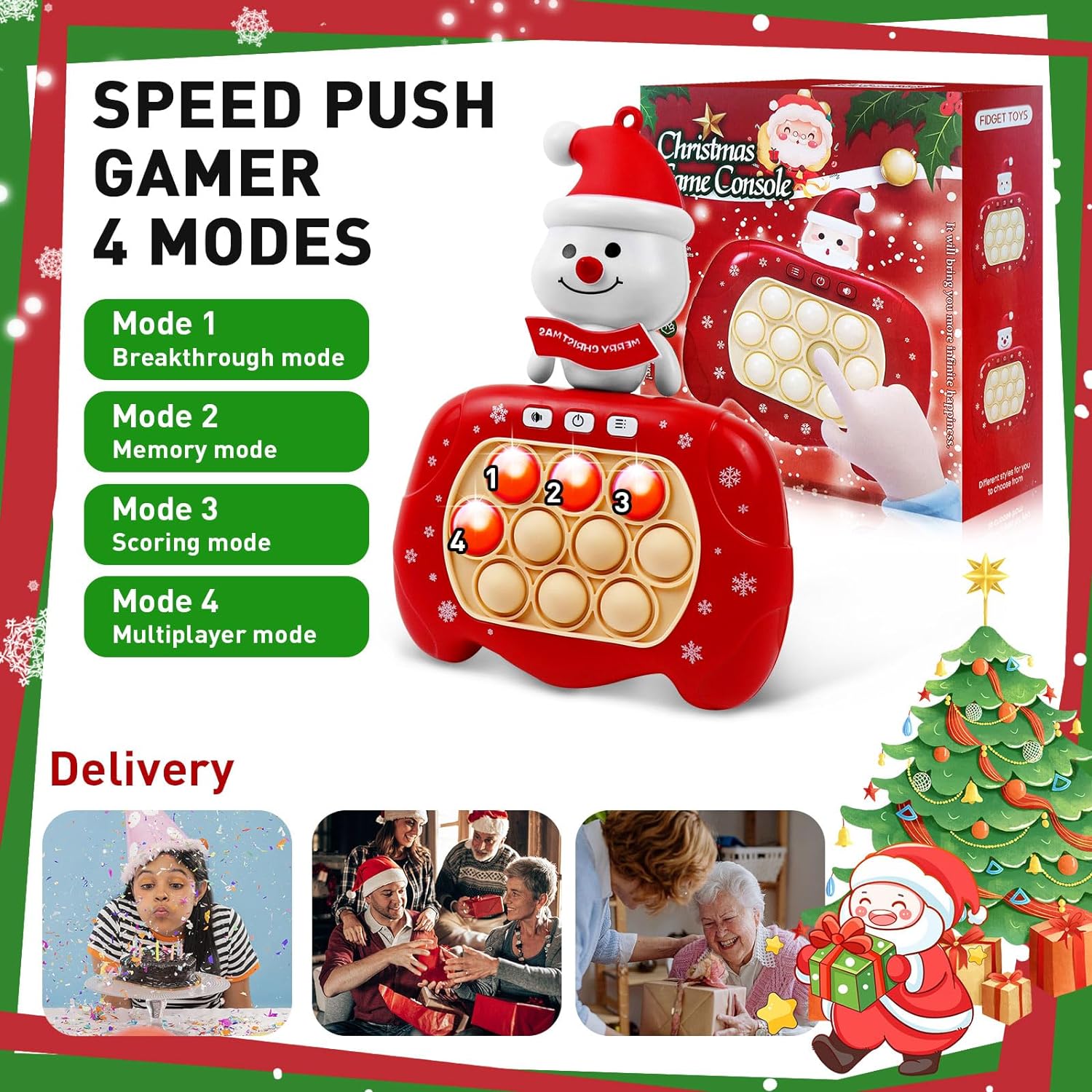 Christmas Fast Push Game Fidget Toys for Kids Adults, 2023 Light Up Pop Game Sensory Toys - Cykapu