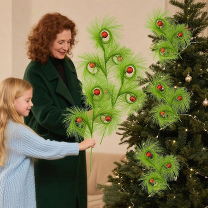 6 Pcs Christmas Tree Topper, 17 Inch Green Curly Tree, Christmas Tree Decorations Vase Fillers Wreath Home Party Crafts Decor