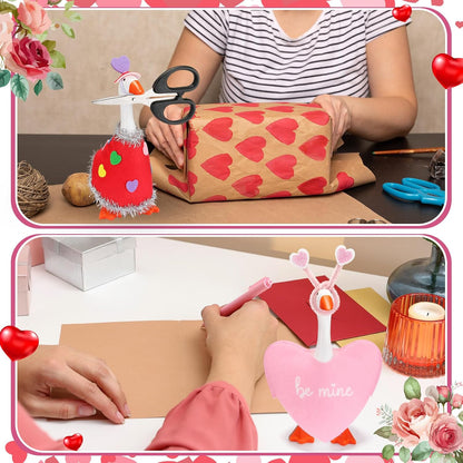 4 Sets Valentine's Day Mini Desk Goose Outfit 7 Inch Magnetic Silly Goose Statue Key Holder Red and Pink Romantic Valentine Clothes for Magnetic Duck Statue Table Desk Key Holder Decor