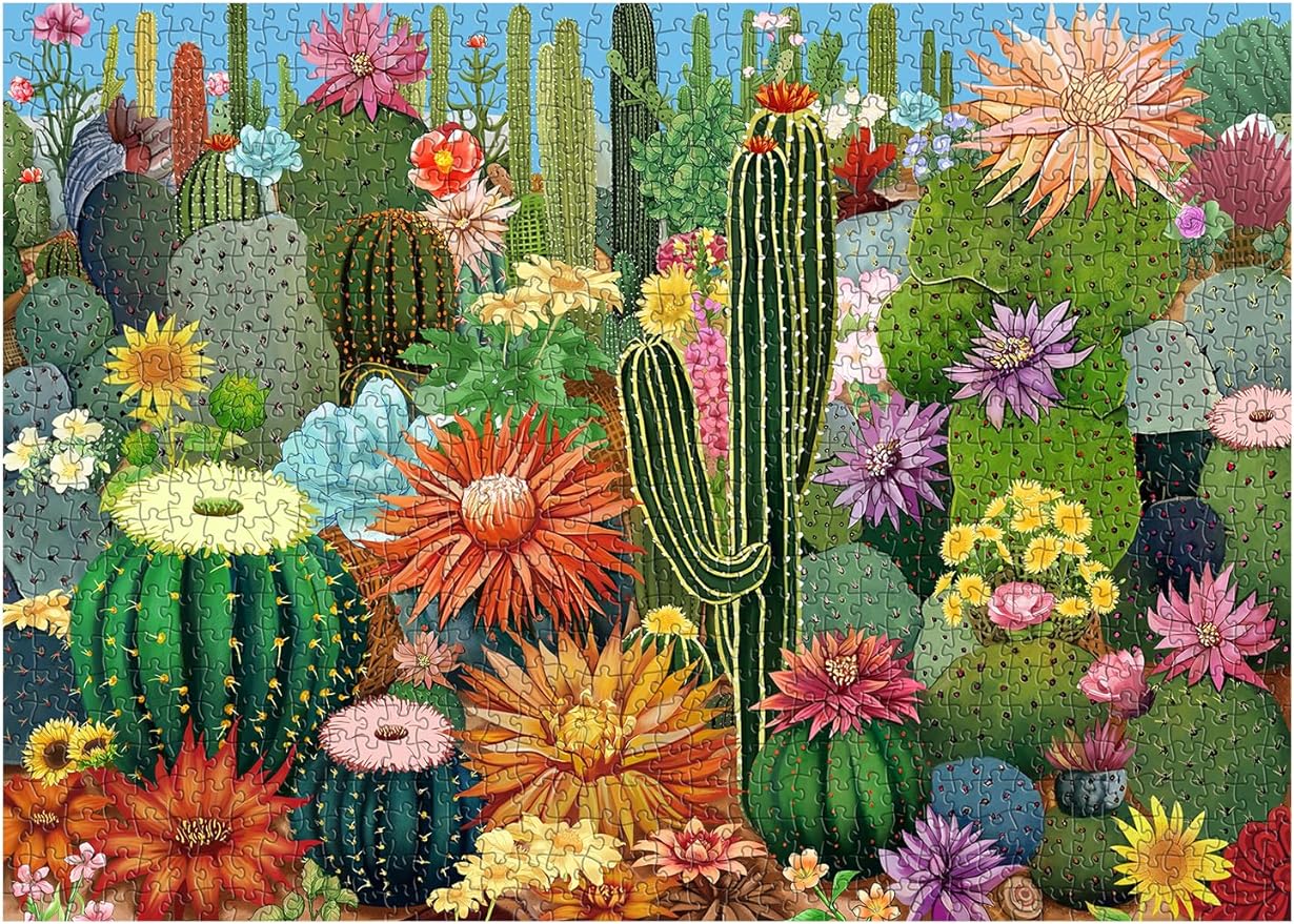 Puzzles for Adults 1000 Pieces, Cactus Plant Flower Garden Jigsaw Puzzles - Cykapu