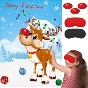 Christmas Games, Pin The Nose on The Reindeer, Christmas Stickers Games - Cykapu