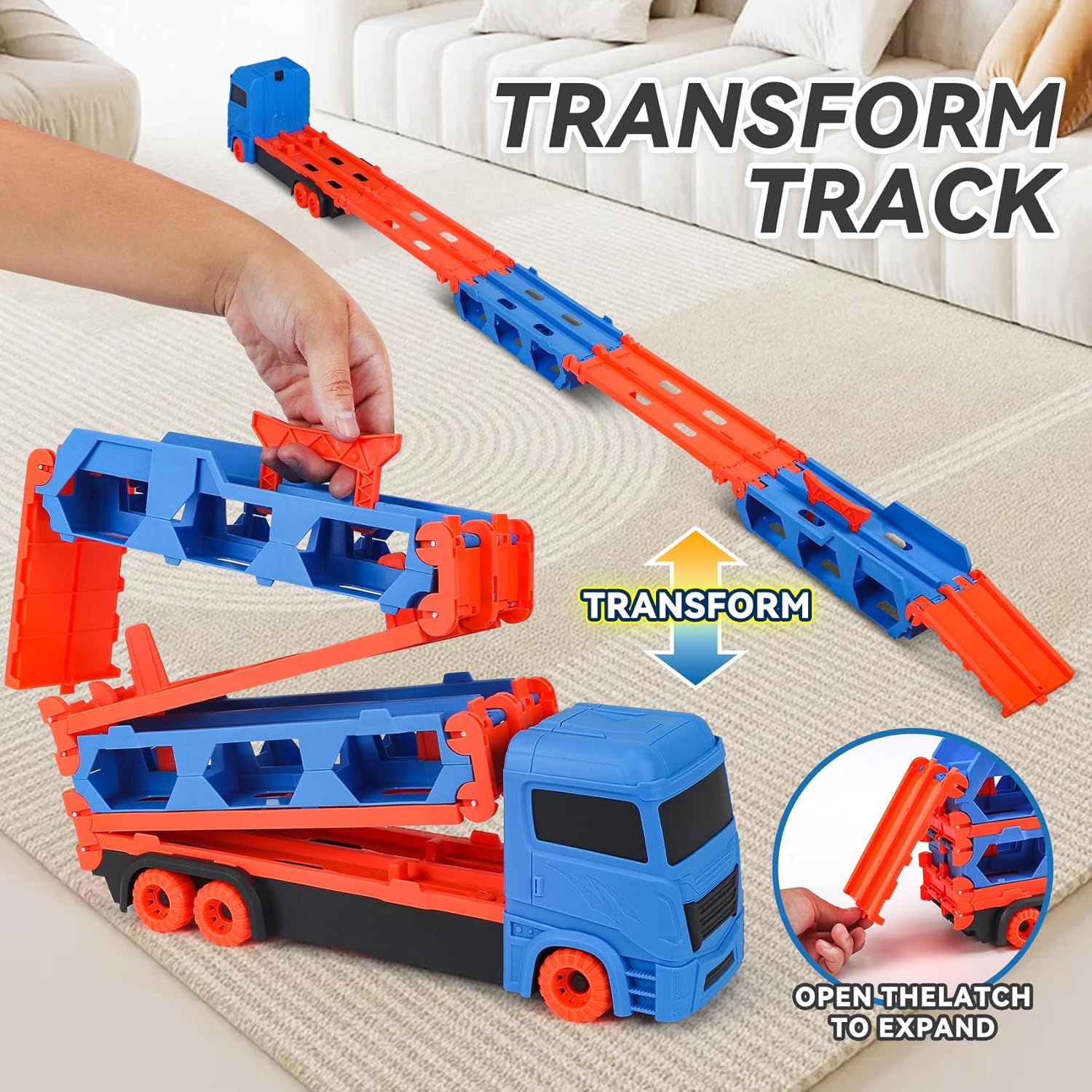 Toddler Toys for 3 4 5 6 Years Old Boys, Portable Race Track Truck Toy Car with 12 Race Cars - Cykapu